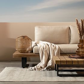 Vrtna kutna garnitura s stolom Borgo, akacijevo drvo FSC, tikovina izgled, bež