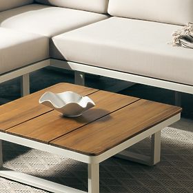 Vrtna kutna garnitura s stolom Porticato, akacijevo drvo FSC, izgled tikovine, svijetlo bež