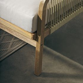 Vrtni kutni set sa stolom Castello, pletenje, akacijevo drvo FSC, izgled tikovine, bež