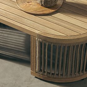 Vrtni kutni set sa stolom Vetralla, pletenje, akacijevo drvo FSC, izgled tikovine, svijetlo bež