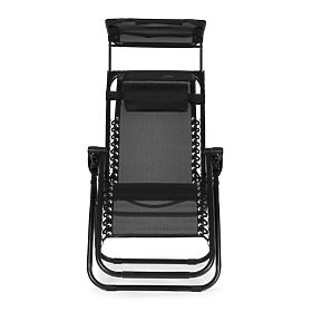 Vrtni ležaljka s podesivim naslonom i pokretnim krovićem Modernhome - crna, MultiGarden