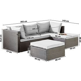 Vrtni set namještaja FLORENCJA siva sofa otomana