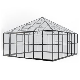 Vrtni staklenik ProGlass Gazebo Large s osnovom 17,8 m² kaljeno staklo 4 mm, aluminij, crna