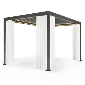 Zavjesa 372,5 cm za stranu pergole 4 m, bijela
