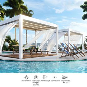 Zavjesa 372,5 cm za stranu pergole 4 m, bijela