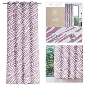 Zavjesa FUN ružičaste boje s tiskom životinjskog motiva tropskog stila srebrne metalne provodnice