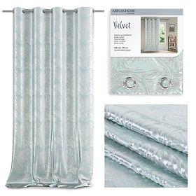 Zavjesa SILVERLEAVES mint boja tiskani stil glamour srebrne provodnice baršun 140x245 AmeliaHom